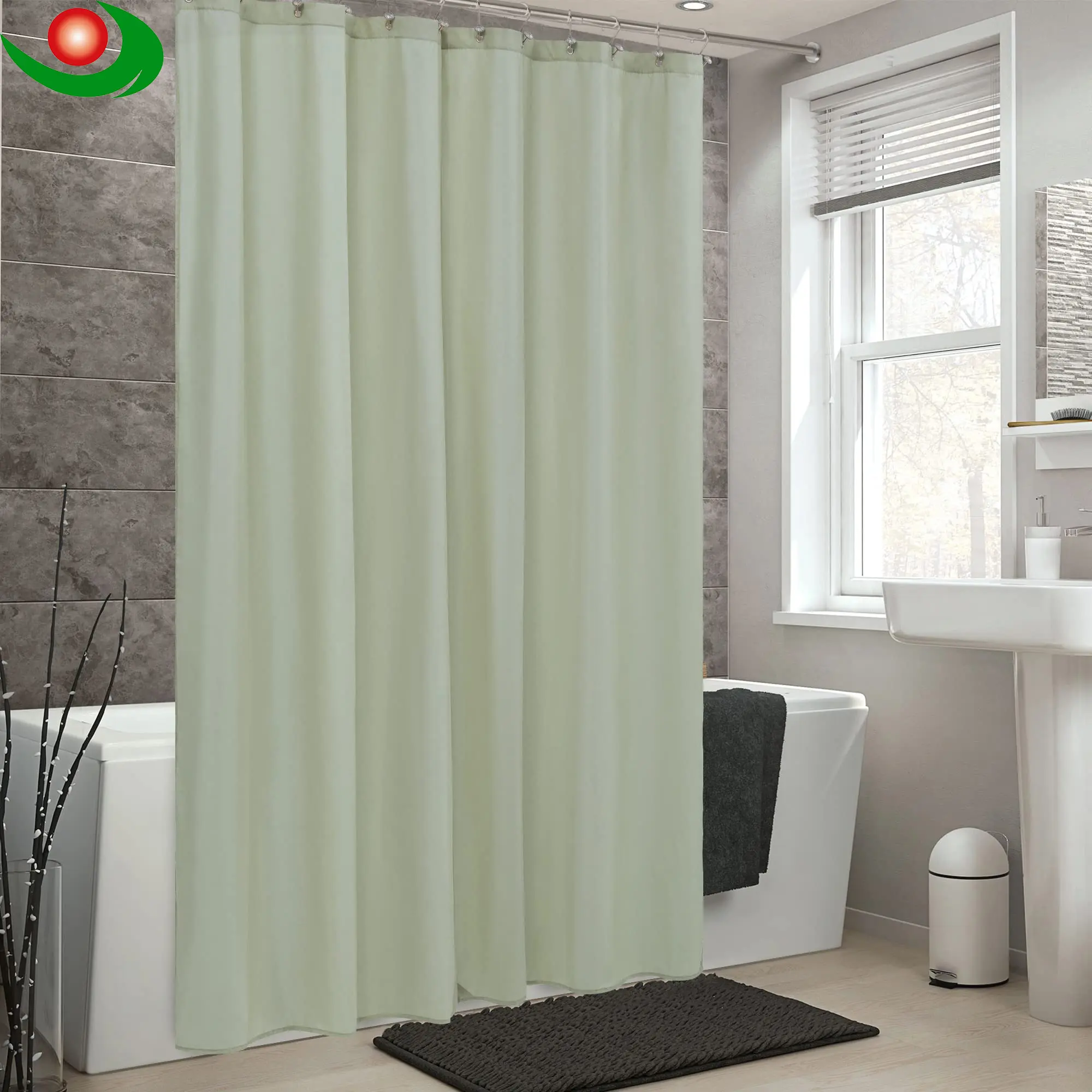 Bathroom Shower Curtain, Modern Minimalist Style Waterproof Fabric Shower Curtain